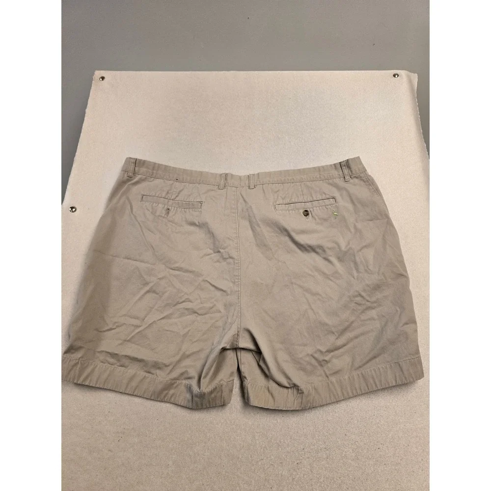 Tailorbyrd‎ Mens Khaki Tan Flat Front Chino Shorts Size 52 Flamingo Logo Casual